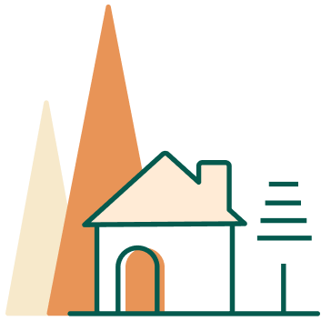 Illustration of a house and some trees