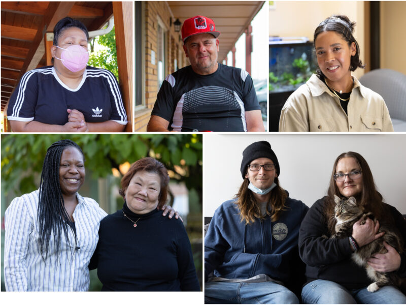 Images of five clients and staff who were interviewed for the SHS annual report.