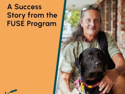 S2: E8 A success story from the FUSE Program. Photo of Eric and his dog Misty