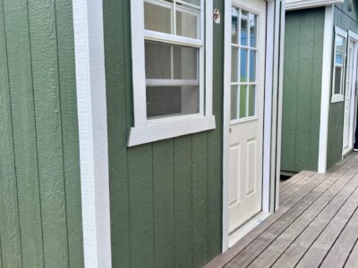 A row of tiny home shelter pods